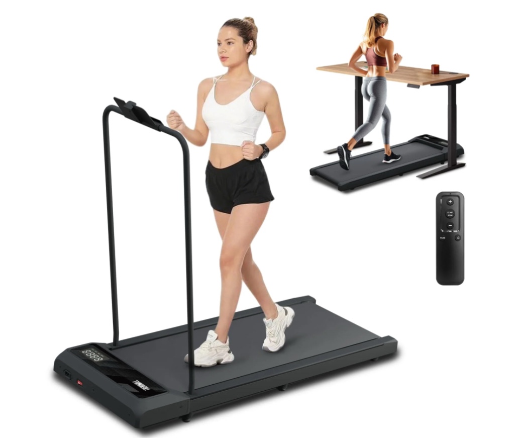 Chiccushion Walking Pad Treadmill Under Desk with Handle for Home, 2.5HP Portable Walking Treadmill with Remote Control, 300 lbs Capacity, LED Display