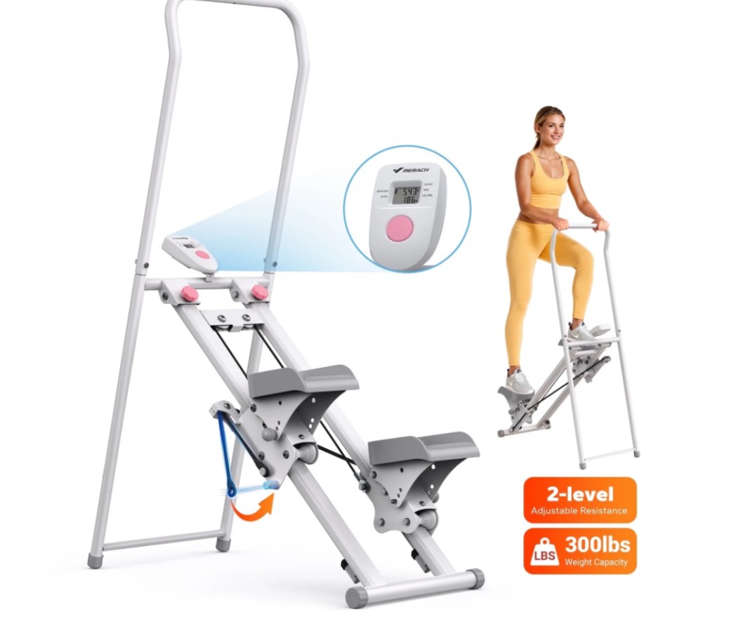 MERACH Stair Stepper Machine - Compact Foldable Vertical Climber, Full-Body Workout & Cardio Fitness Equipment for Home Gym
