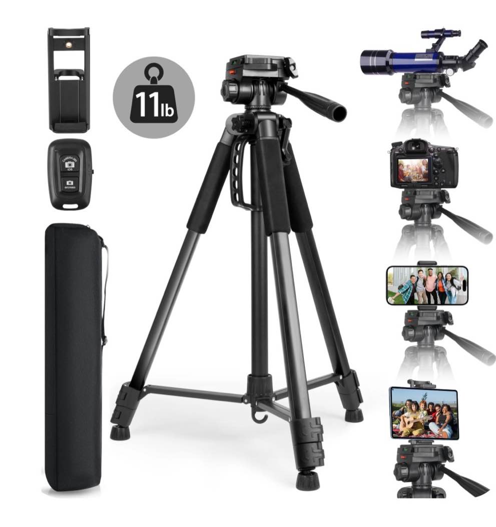 Meromore 71" Camera Tripods, Tripod Stand for Camera Phone Video Recording, Heavy Duty Camera Tripod Stand, Professional Travel DSLR Tripods Compatible with Canon Smartphone, Max Load 11 LB