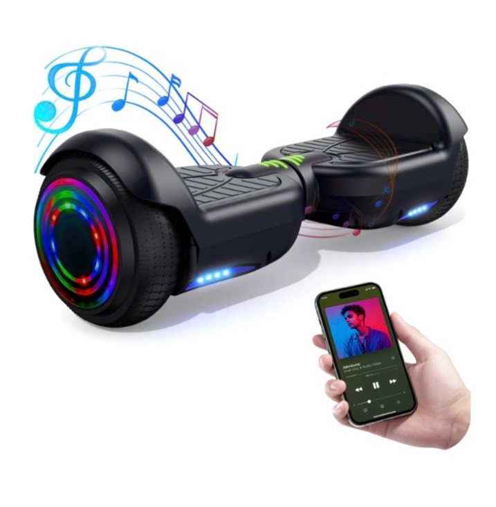 Tcdjtc Self-Balance Scooter for Kids, Electric Scooter with Bluetooth Speakers, Hover Off Road Board Electric Scooter with LED Lights & 400W Motor, Kids Scooter with 9MPH Max Speed