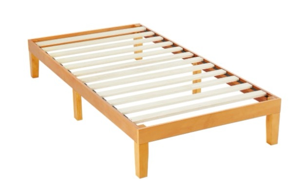 CONCETTA 12 Inch Twin Natural Pine Platform Bed Frame, Wood Slat Support, No Box Spring Needed