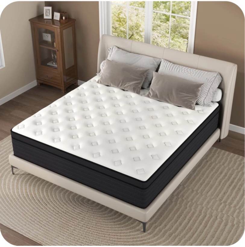 Yilicy 12 inch Queen Mattress, Gel Memory Foam & Spring Hybrid Medium Comfort Mattress in a Box,Adult