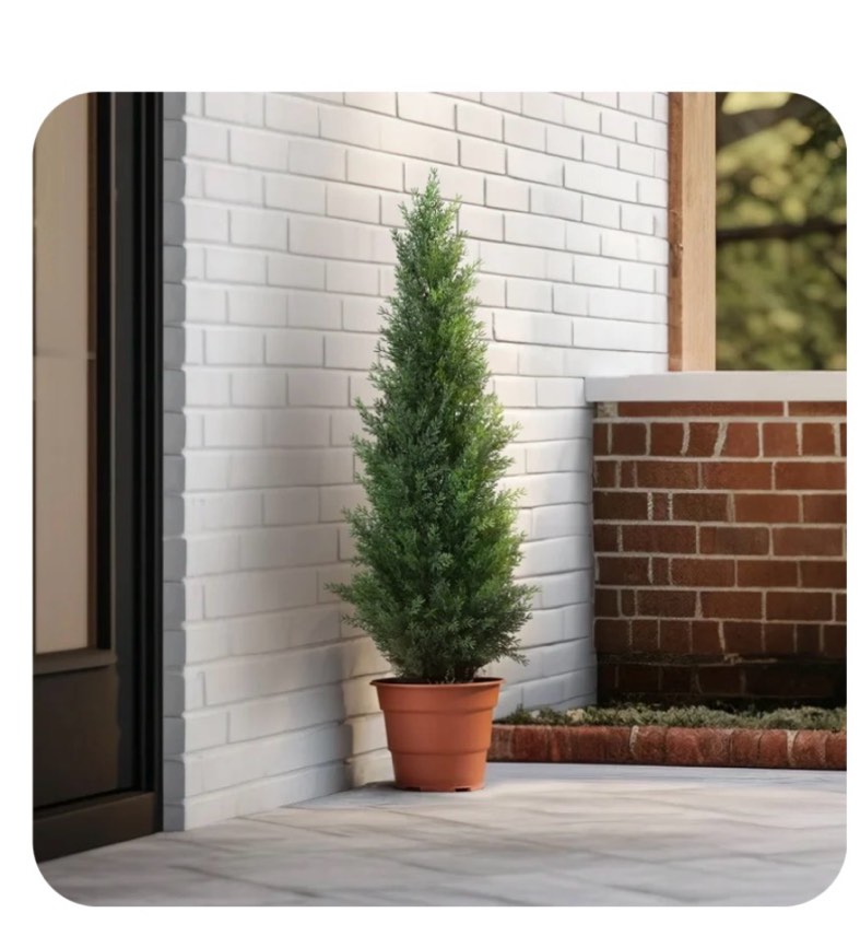 Artificial Cedar Tree 2 Pack 3 ft Outdoor Artificial Topiary Cedar Plants Fake Tree UV Rated Potted Plants for Porch Decor Faux Pine Tree for Perfect Housewarming Gift