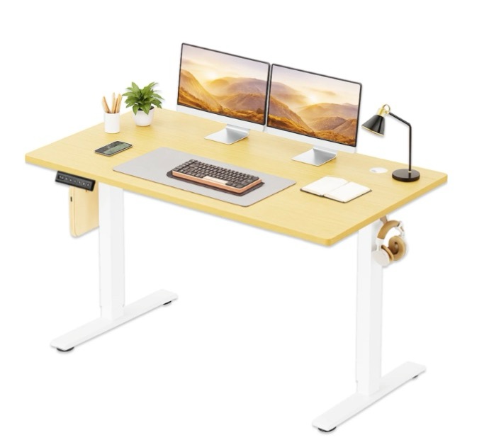 CONCETTA Electric Standing Desk, 55''x24'' Height Adjustable Desk, Home Office Desk with Electric Lift, Sit Stand Desk Workstation for Home Office, Oak