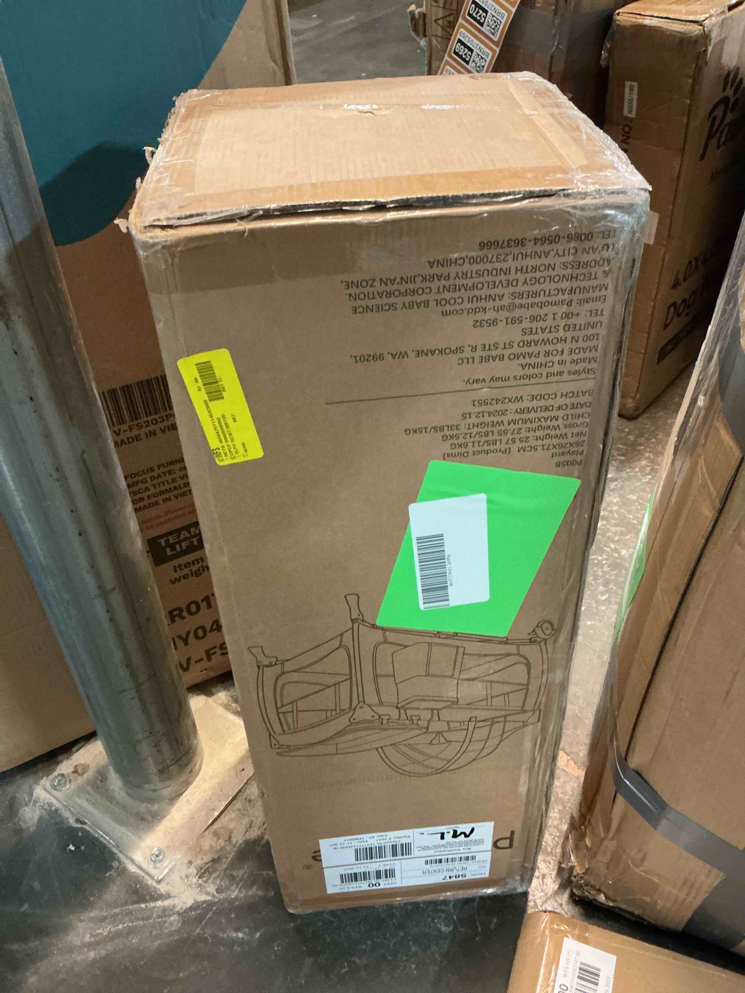 Pamo Babe Unisex Portable Baby Play Yard Include Wheels, Canopy, Changing Table for Newborn(Grey)