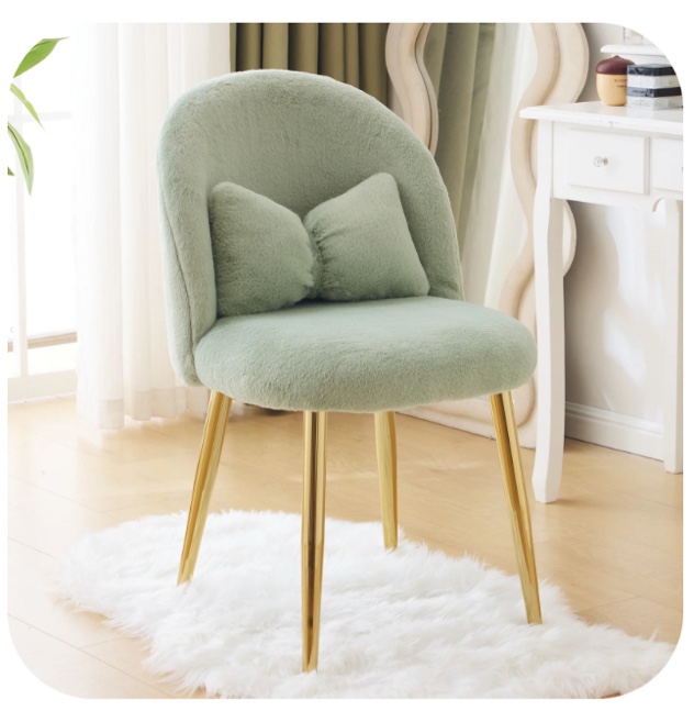 Ktaxon Vanity Makeup Chair Comfy Accent Chair Small Office Chair for Living Dining Room Bedroom Home Office Faux Rabbit Hair Green