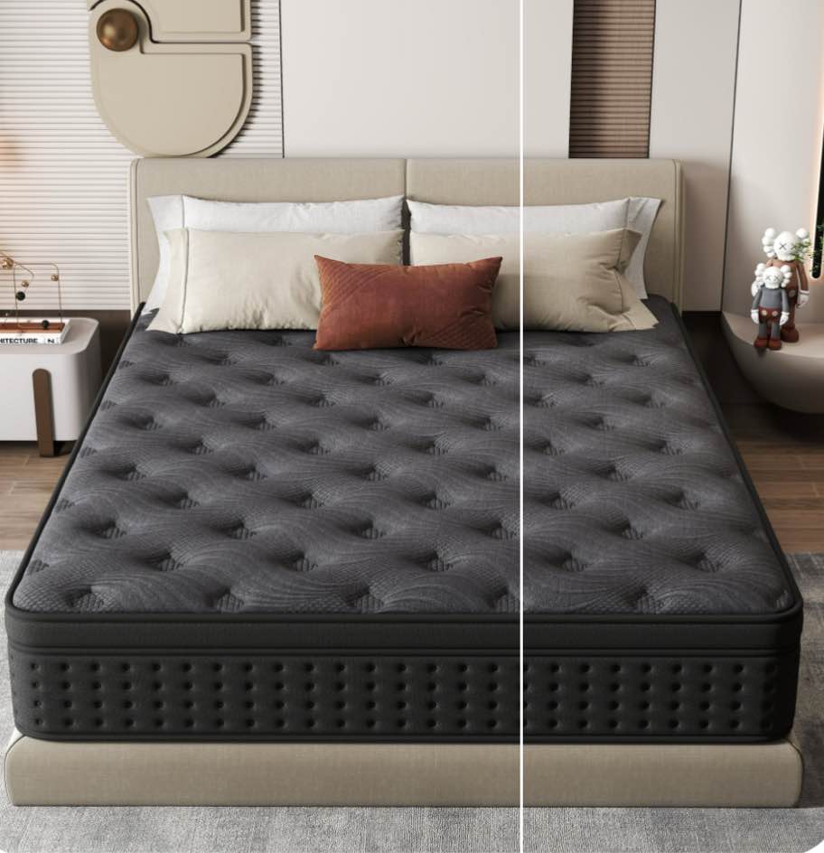 Zekbip 12 inch Queen Mattress in a Box, Hybrid Gel Memory Foam with Individually Wrapped Pocket Coils, Medium Firm, Pressure Relief, Cooling Sleep Support for Adult