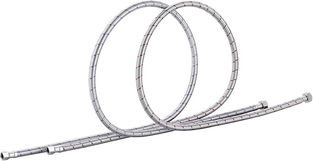 60'' Length Faucet Supply Line, Stainless Steel Braided cUPC Sink Hose with G1/2" FIP x 3/8" Compression Supply Hose for Sink Faucet Bathroom Kitchen Faucet Connector Water Supply Line 2 PCS