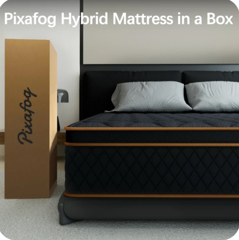 Mronae 10" Queen Mattress,Black Cooling Gel Memory & Spring Hybrid Medium Comfort Queen Size Mattress in a Box,Audlt,CertiPUR-US