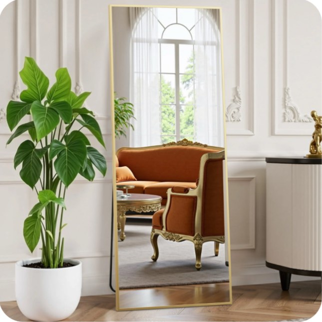 EDX Full Length Mirror 64"x21" Full Body Mirror Rectangle Free Standing Wall Mounted Leaning Hanging Full body Mirrors, Gold
