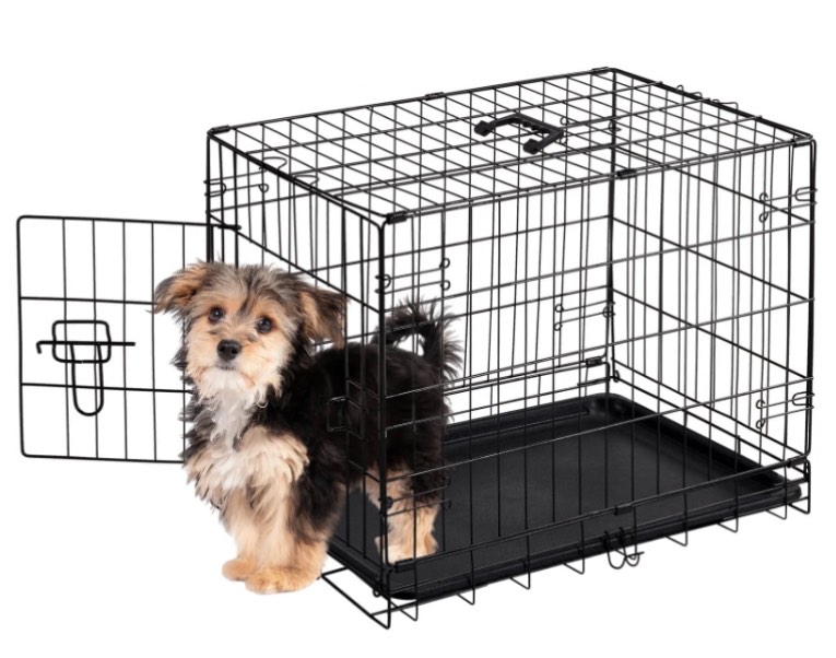 JOINSUN 24" Small Dog Crate, Portable Single-Door Large Dog Cage with Leak-Proof Pan Tray for Small Dogs, Suitable for Indoor and Outdoor Use