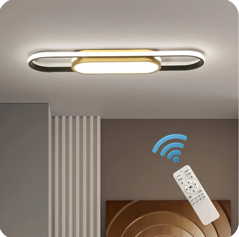 Garwarm Modern LED Flush Mount Ceiling Lights Dimmable LED Ceiling Lamp with Remote Control 40W Acrylic Linear Ceiling Lighting Fixtures for Living Room Dining Kitchen Bedroom (3000-6500K)