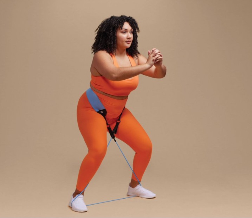 Popsugar Hip Trainer Resistance Tube, Exercise Band Kit with Interchangeable Strength Cords and Fabric Squat Belt, Light & Medium Strength Levels, Blue/Purple