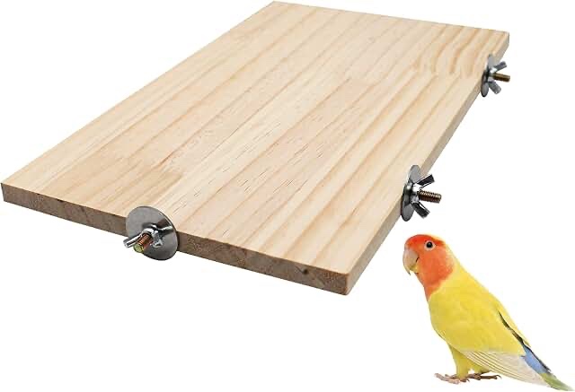 13.6 × 7.9 inch Large Bird Perch Stand Platform, Natural Wooden Small Animals Cage Accessories, Rectangle Stand Perch Shelf for Parrot Parakeet Cockatiel Rat Hamster Guinea Pig Conures Chinchillas
