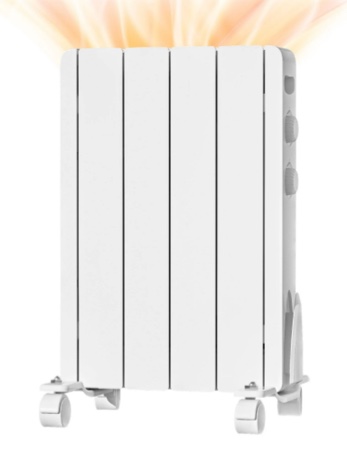 BREEZEHEAT 800W - Electric Wall/Freestanding Aluminium Radiator Heater(Knob control), Adjustable Thermostat, Timer & Safety Protection for Indoor Use in Living Room/Bedroom/Bathroom