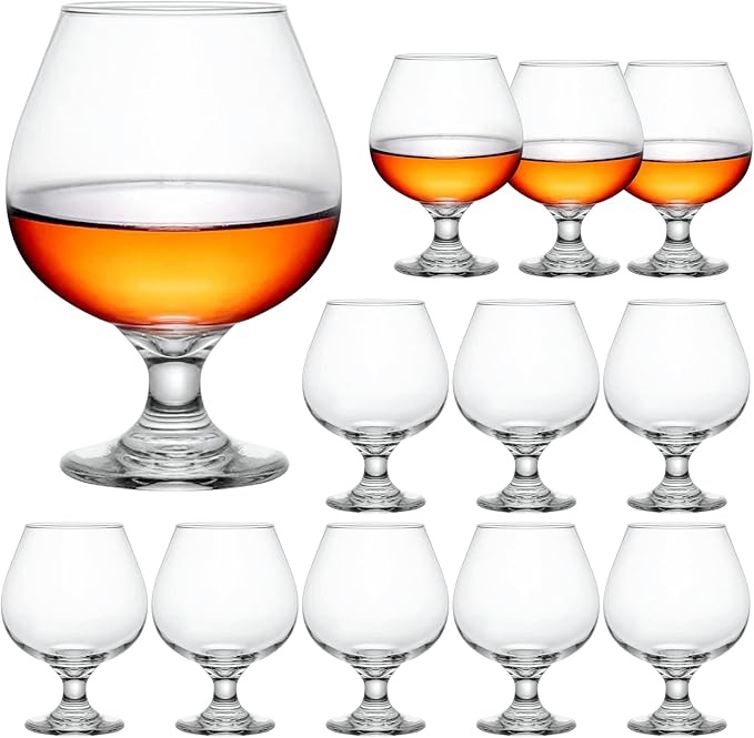 QAPPDA 16 OZ Brandy Snifter,Clear Short Stemmed Wine Glasses Set of 12,Premium Crystal Brandy Snifters Brandy Bowl Cognac Glasses for Spirit,Bourbon,Drinking and Tasting