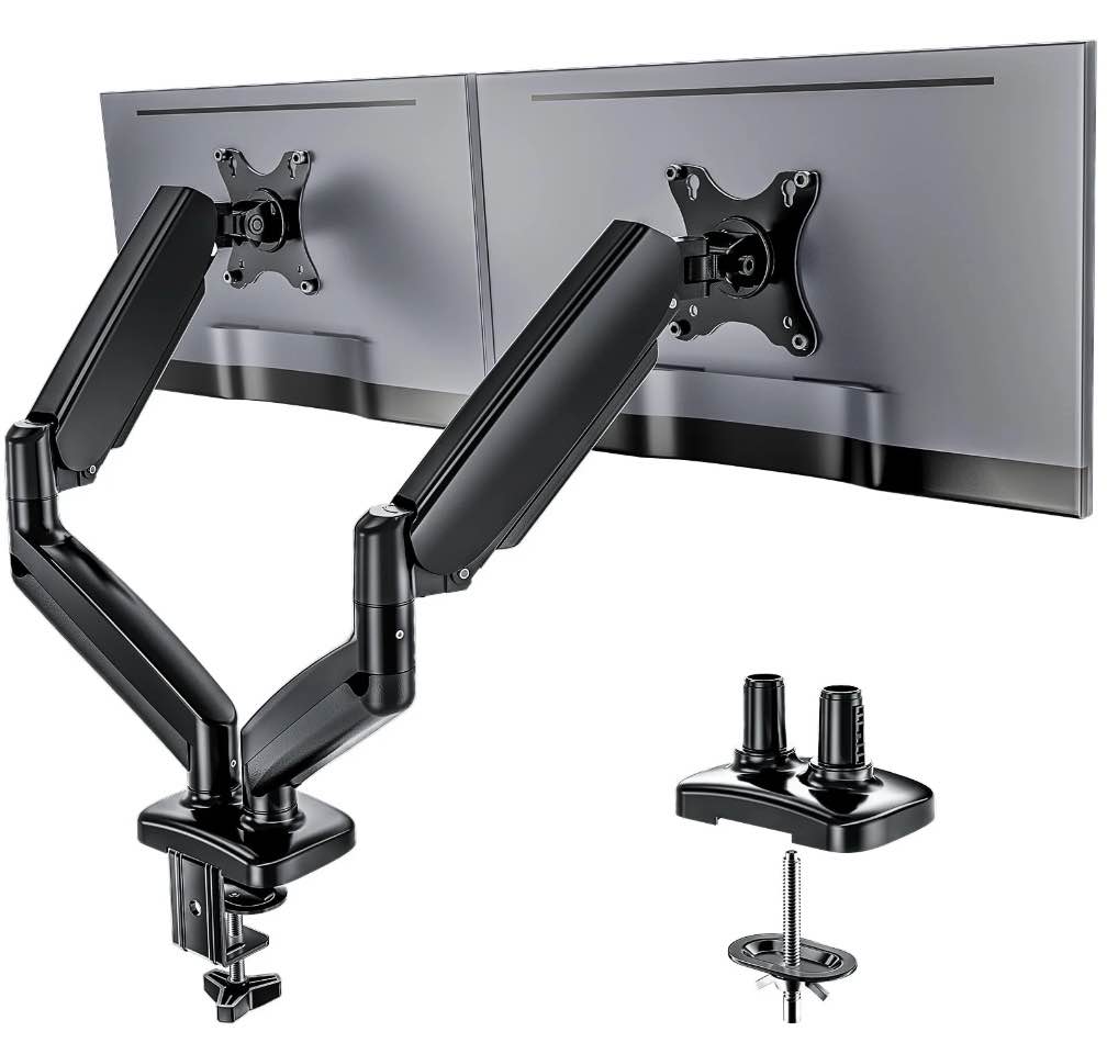 EDX Dual Monitor Stand, Adjustable Spring Desk Mount for 13-32 inch Computer Screens and Holds up to 17.6lbs