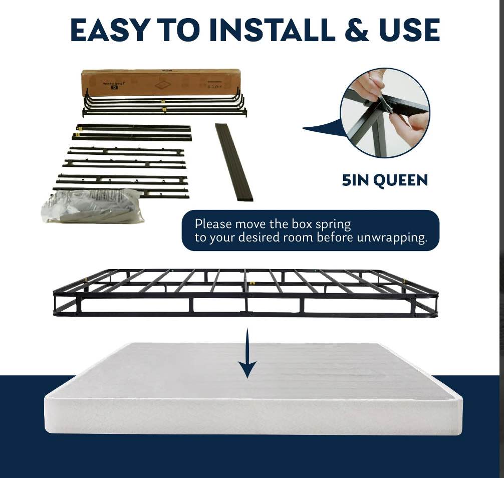 EGOHOME 5 inch Queen Size Metal Box Spring, Easy Assembly Mattress Foundation