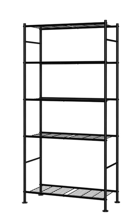 Sakugi Heavy-Duty 5-Tier Wire Storage Shelves, 33.1"W x 12.6"D x 72"H, 1000 lb Total Capacity, Black