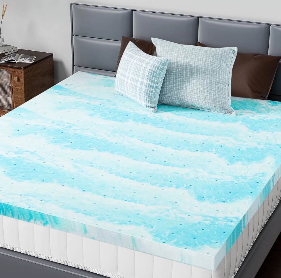 CONCETTA 2 inch King Size Memory Foam Mattress Topper with Cooling Gel, Pressure Relief for Back Pain, Comfort Bed Topper, CertiPUR-US Certified