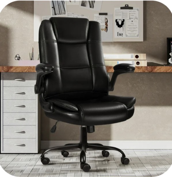 Waleaf Big and Tall Executive Office Chair with Flip-up Arms for Adult, Ergonomic High Back Adjustable Lumbar Support Computer Desk Chair