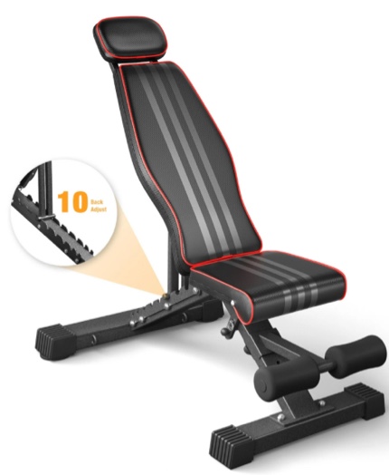 Adjustable Weight Bench,Foldable Workout Bench 660lbs Home Gyms Press Dumbbell Dprodo Bench with Extended Head and Spine Support