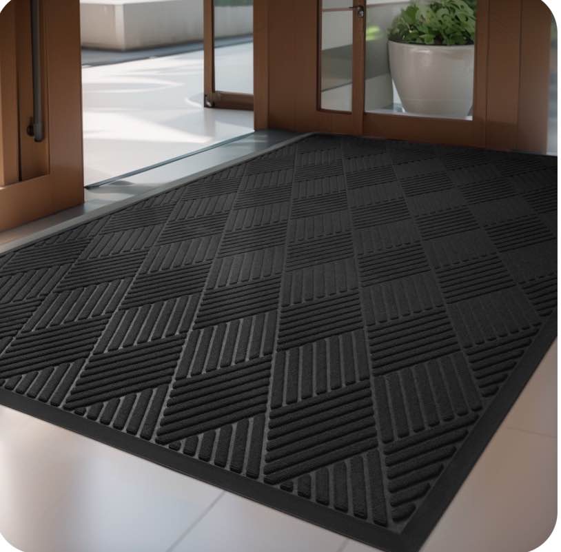 SIXHOME Outdoor Mat Non Slip Doormat 32"x47" Front Door Mat Outside Absorbent Rubber Welcome Mat Low Profile Dirt Trapper Indoor Outdoor Doormat Thicken Crosshatch Entryway Rug Floor Mat Black