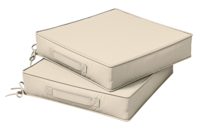 Kimunuk Outdoor Chair Cushions set of 2, 24" x 24" Zipped Waterproof Outdoor Seat Cushions Couch Pads with Ties for Patio Furniture, Cream