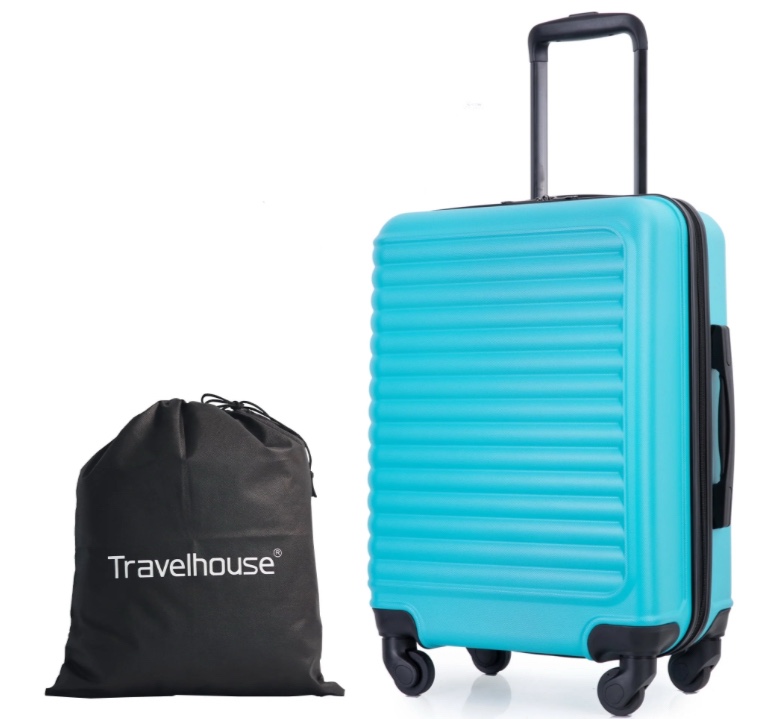 Hardshell Carry on Luggage 20" Lightweight Hardside Suitcase with Spinner Wheels.(Light Blue)
