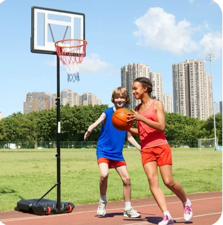 Ktaxon 33 In. Portable Basketball Hoop Stand, 6.5-8 ft Adjustable Basketball Goal System, with PVC Backboard Indoor/Outdoor