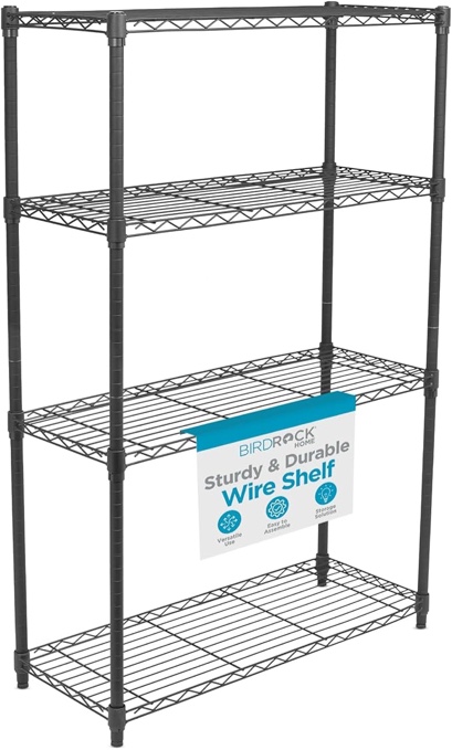 MZG 4 Tier Standing Adjustable Shelves Metal Shelving Units 11.8 D X 25.6 W X 45.5 H Kitchen Garage Storage Rack Black