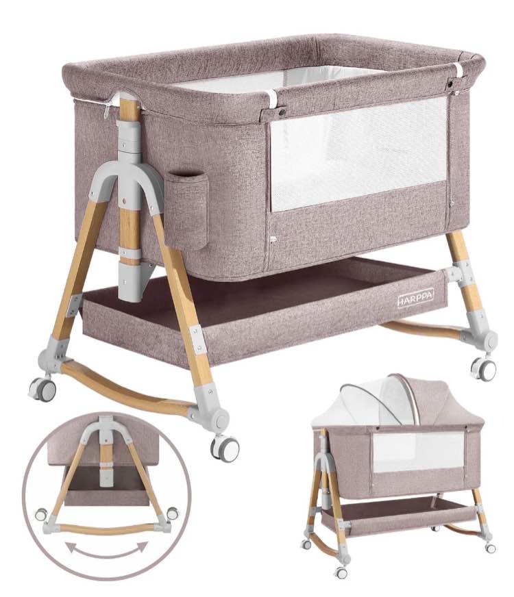 HARPPA 3-in-1 Baby Bassinet Bedside Sleeper, Khaki