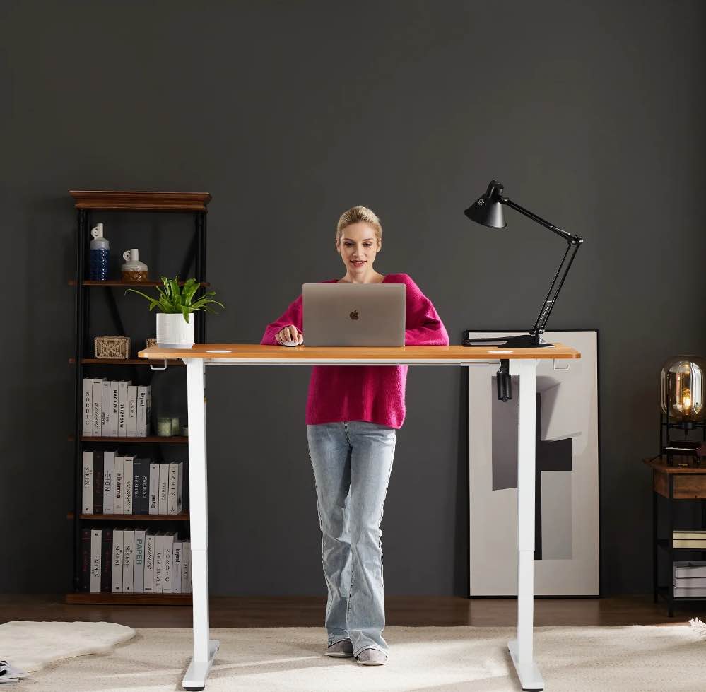 CONCETTA Electric Standing Desk, 55''x24'' Height Adjustable Desk, Home Office Desk with Electric Lift, Sit Stand Desk Workstation for Home Office, Oak