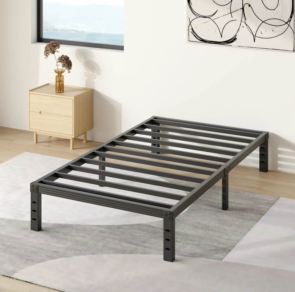 COMASACH 12 inch Twin Bed Frame, Easy Assembly, Heavy Duty Metal Platform, Noise Free, Black