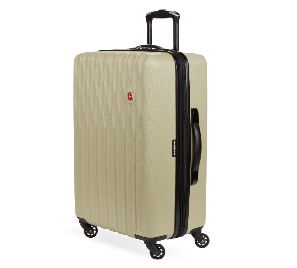 SWISSGEAR Wave Hardside Expandable Medium Checked Luggage with Spinner Wheels, Sand