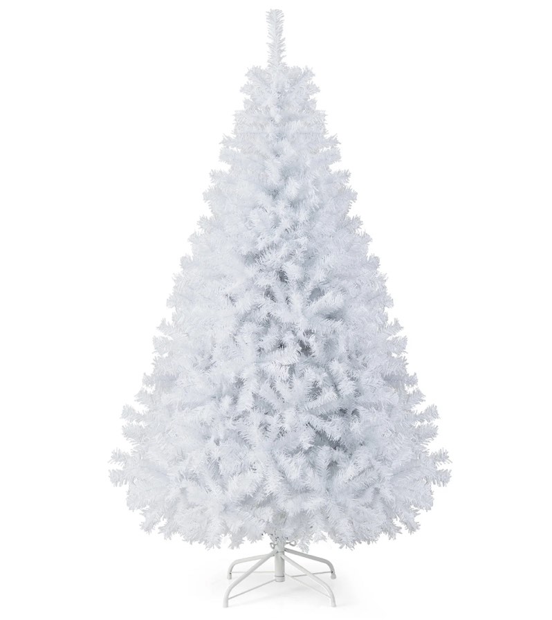 Gymax 6ft White Christmas Tree Classic Pine Tree PVC Material Thicken Tips(White)