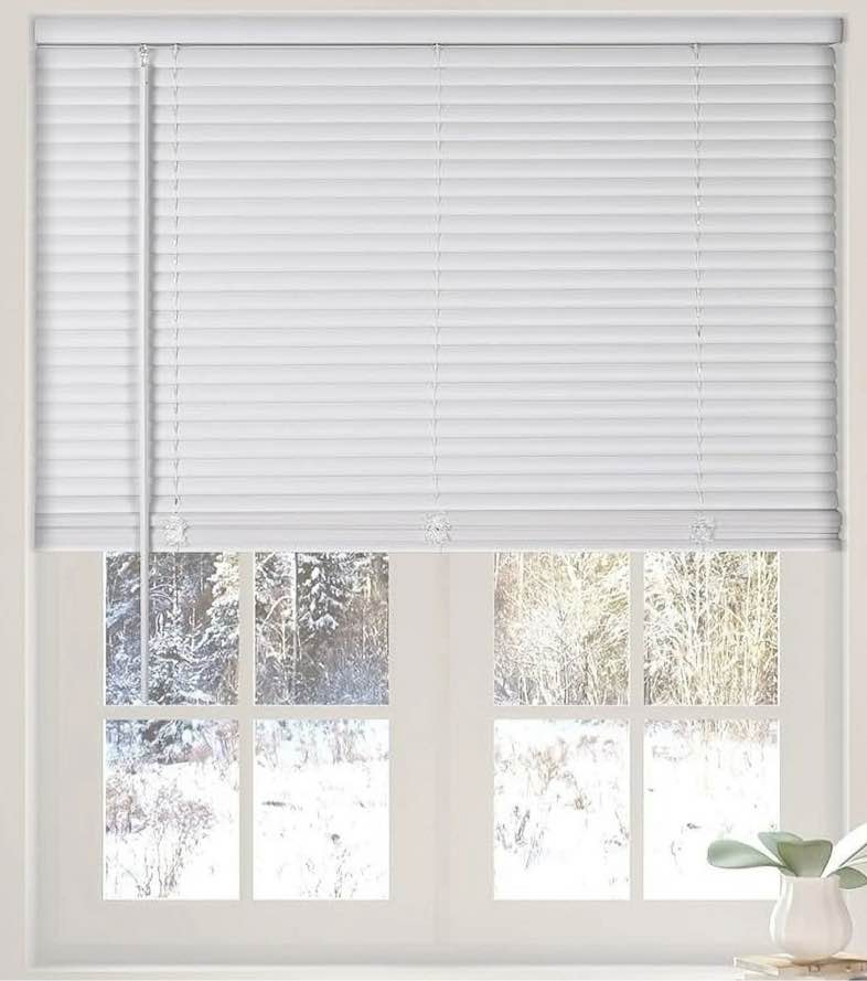 Calyx Interiors 1” Cordless Vinyl Mini Blinds White 34.5 W x 48 H