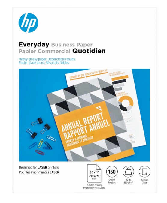 HP Everyday Business Paper, Glossy, 32 lb, 8.5 x 11 in. (216 x 279 mm), 150 sheets 4WN08A