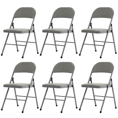 Ktaxon 6 Pack Folding Chairs Wedding Party Chair Foldable Dining Chairs with Metal Frame and Soft Cushion Gray
