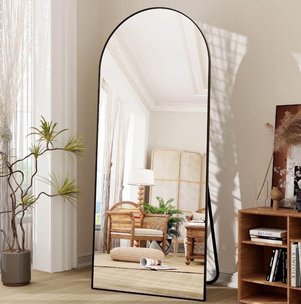 BEAUTYPEAK 71"x 26" Oversized Full Length Mirror Arch Standing Floor Mirror Full Body Mirror, Black