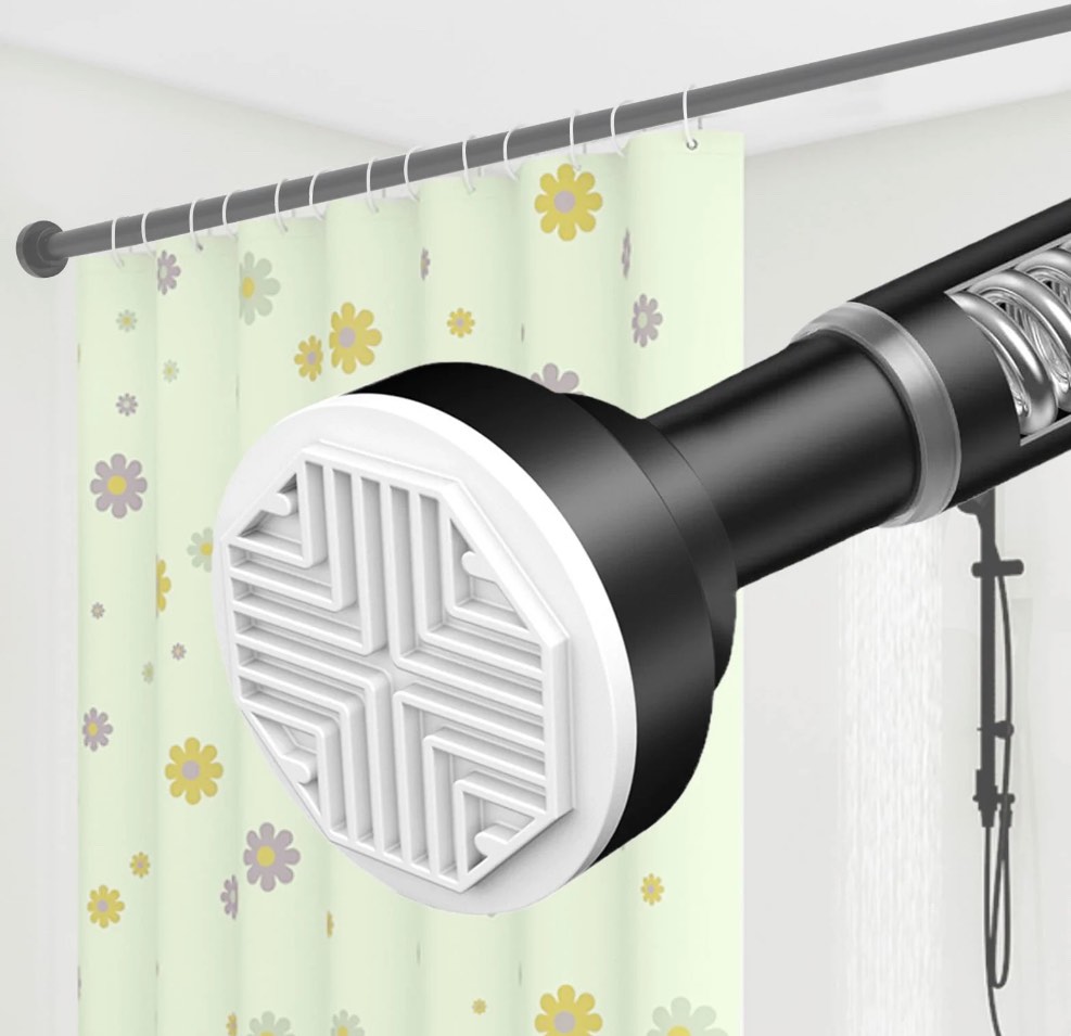 SPOKKI 28-75 Inch Heavy-Duty Matte Black Tension Shower Curtain Rod, No Drill Rustproof Carbon Steel Adjustable Spring Rod for Bathroom, Kitchen, Window – Holds 30+ lbs