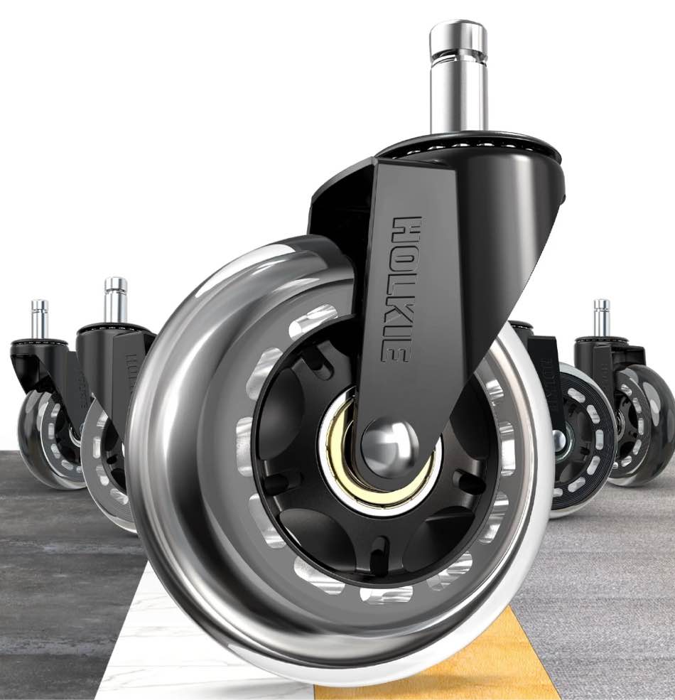 HOLKIE Office Chair Wheels Roller Blade Caster Rubber Replacement for Office 11x22mm Transparent 3 I