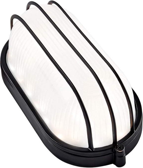 X-Ki Waterproof Grid Oval Bulkhead Ceiling LED Light,3-Color LED Light Source,Outdoor Wall Light,8.6 Inches,Suitable for Bedroom/Sauna Room/Storehouse/Wet Location