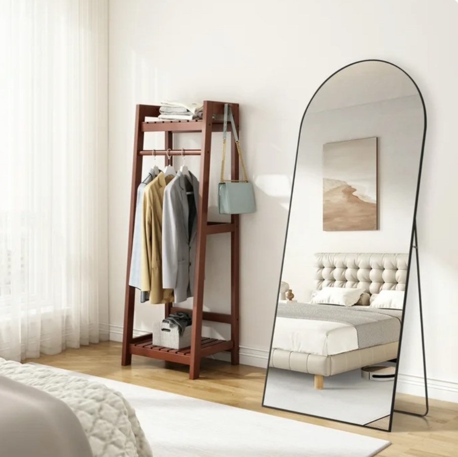 CONCETTA 71"x26" Arched Full Length Mirror, Full Body Standing Mirror Floor Mirrors, Black