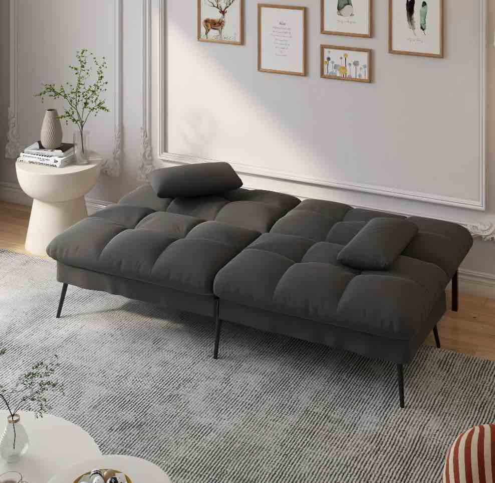 COMHOMA Convertible Futon Sofa Bed 72? W Large Size Upholstered Futon Couch Fabric Sleeper Sofa,Black