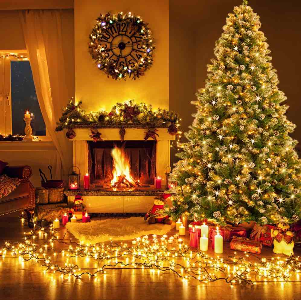 Yexmas 6ft Pre-Lit Christmas Tree, 8 Modes LED Lights, Artificial Xmas Tree with Large Storage Bag