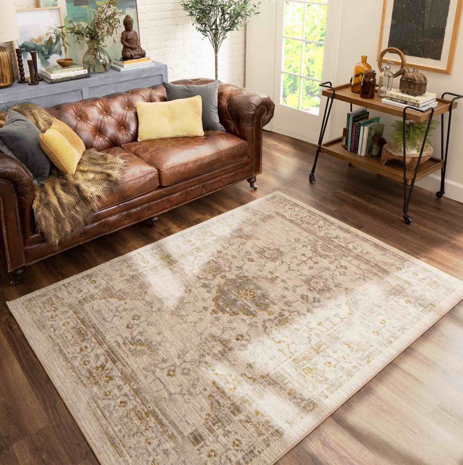 5'x7' Vintage Tufted Distressed Area Rug Tan - Threshold™