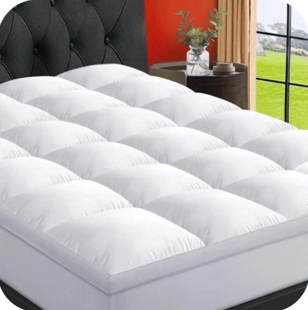 EMONIA 100% 400TC Mattress Topper King for Back Pain, 900GSM Mattress Pad Pillow Top, Quilted Fitted Mattress Protector Cover with 8-21" Deep Elastic Pocket, Soft Comfort Breathable (White, King )