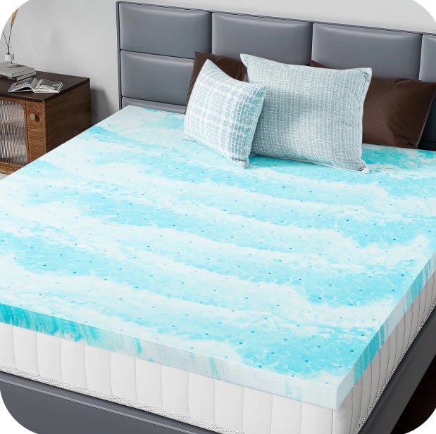 CONCETTA 3 Inch Full Size Memory Foam Mattress Topper with Cooling Gel, Pressure Relief for Back Pain, Comfort Bed Topper, CertiPUR-US Certified