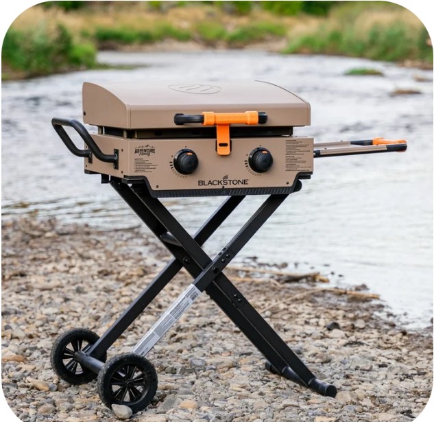 Blackstone Adventure Ready 2-Burner 22" Propane Omnivore Griddle with Flexfold Legs in Outback Tan